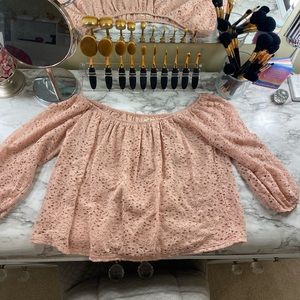 Off the shoulder cropped lace top